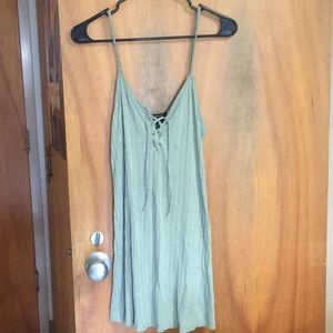 Forever 21 Green Lace-up ribbed slip dress